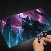 Dark Fantasy Demon Knight MTG Playmat Magic Card Mat with Stitched Edge Non-Slip Durable Tabletop playmat Board Game Mat for TCG