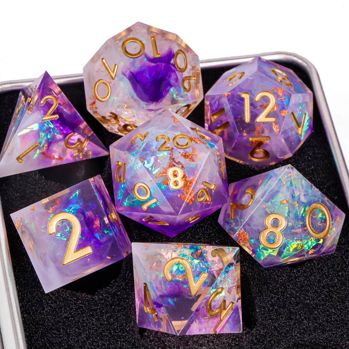 Handmade Sharp-Edge Resin Dice Set – 26 Colours to Choose From