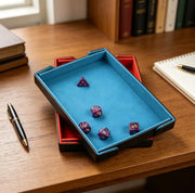 Magnetic Dice Storage Tray PU Leather Storage Box with Faux Fur Foldable Rectangle Case for Dice Games Board Game Accessories