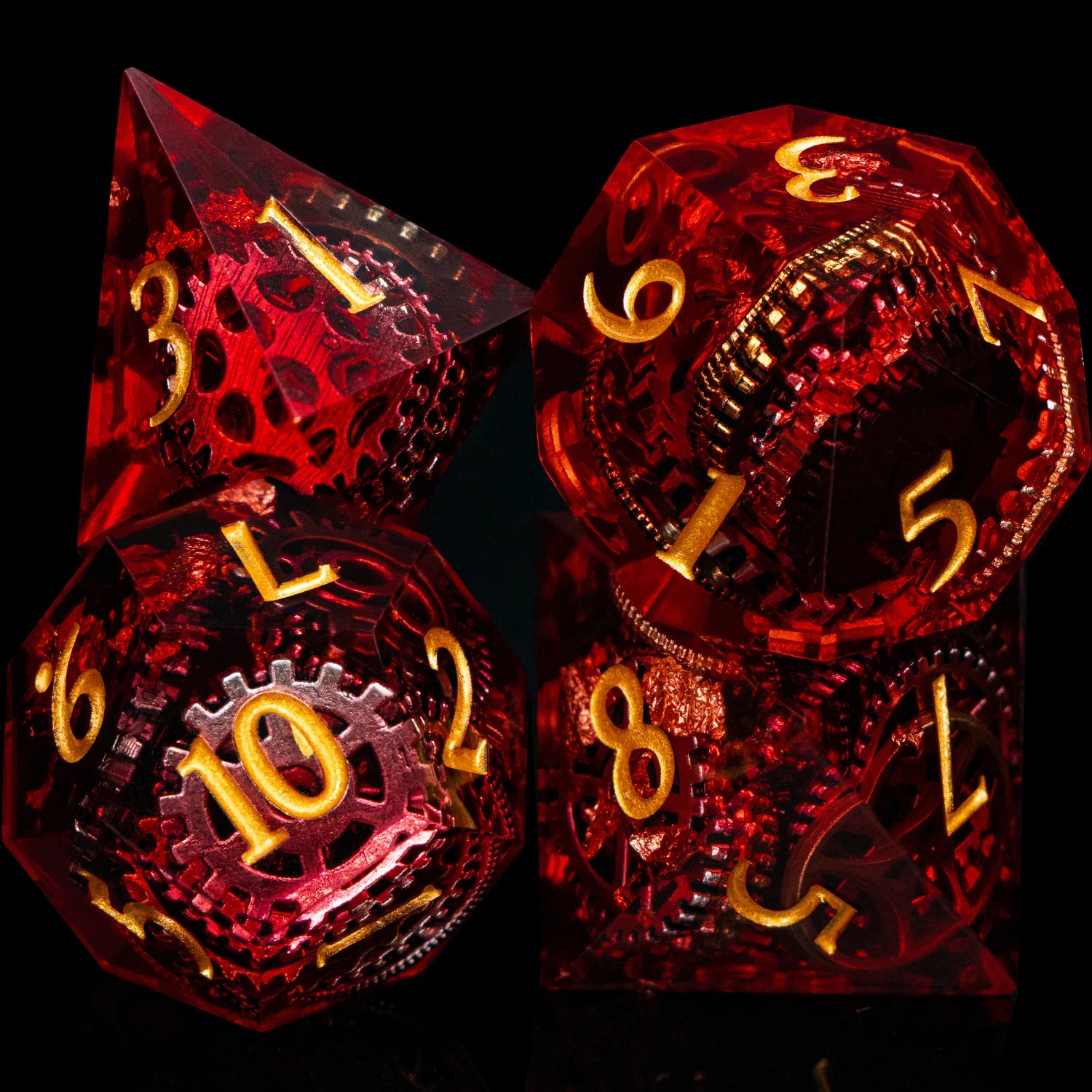 Red Sharp Edge Resin Polyhedral RPG Dice Set