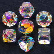 1-7pcs Purple Crystal Gemstone Dice Set Golden Word DND Dice Multi-sided Polyhedral Dice for D&D Game COC Role Playing RPG Table