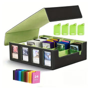 Trading Card Storage Box for 3000+ Cards With Display Windows, Premium Game Card Storage Box With Card Supporters & Divider