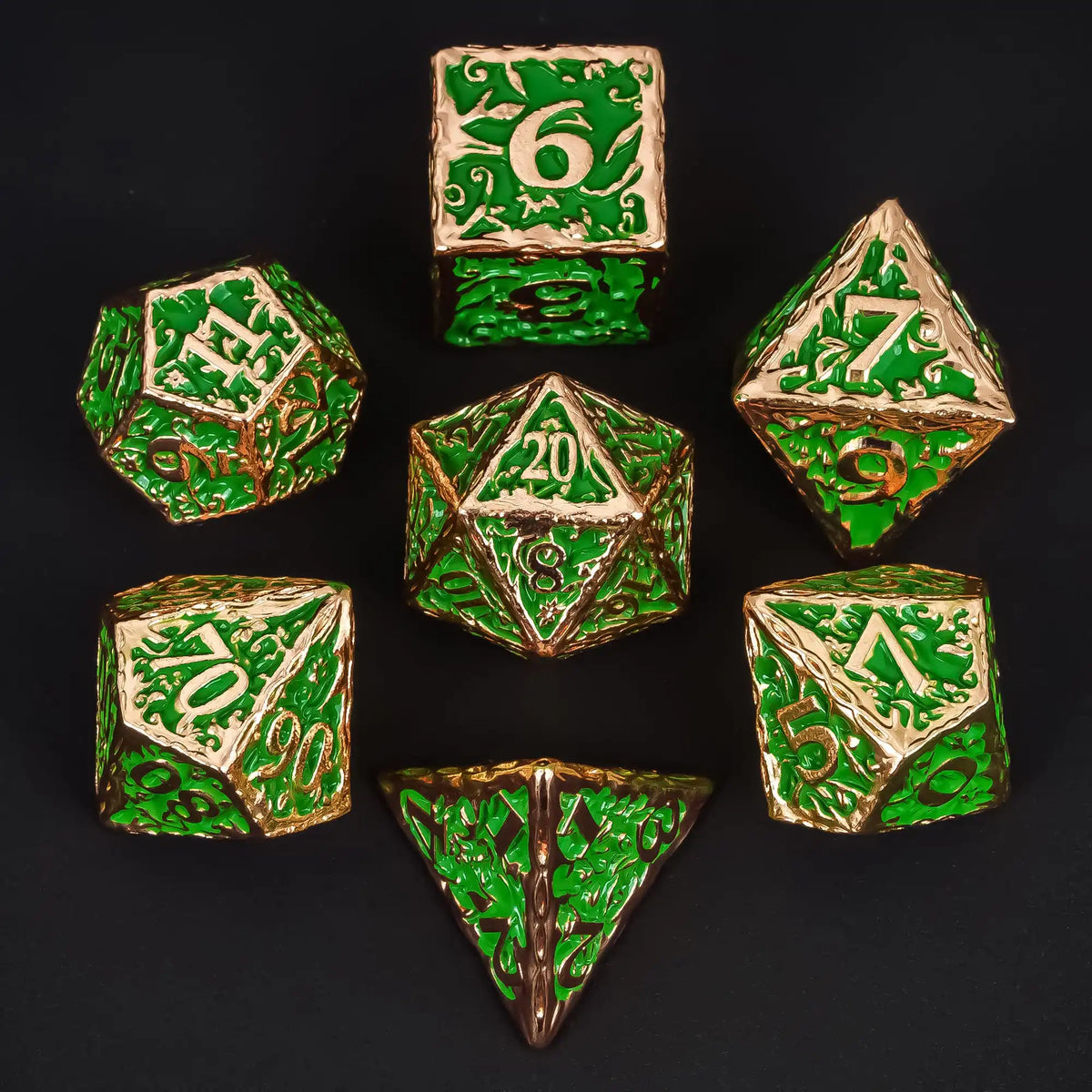 Antique Metal RPG Dice Set - Design 3