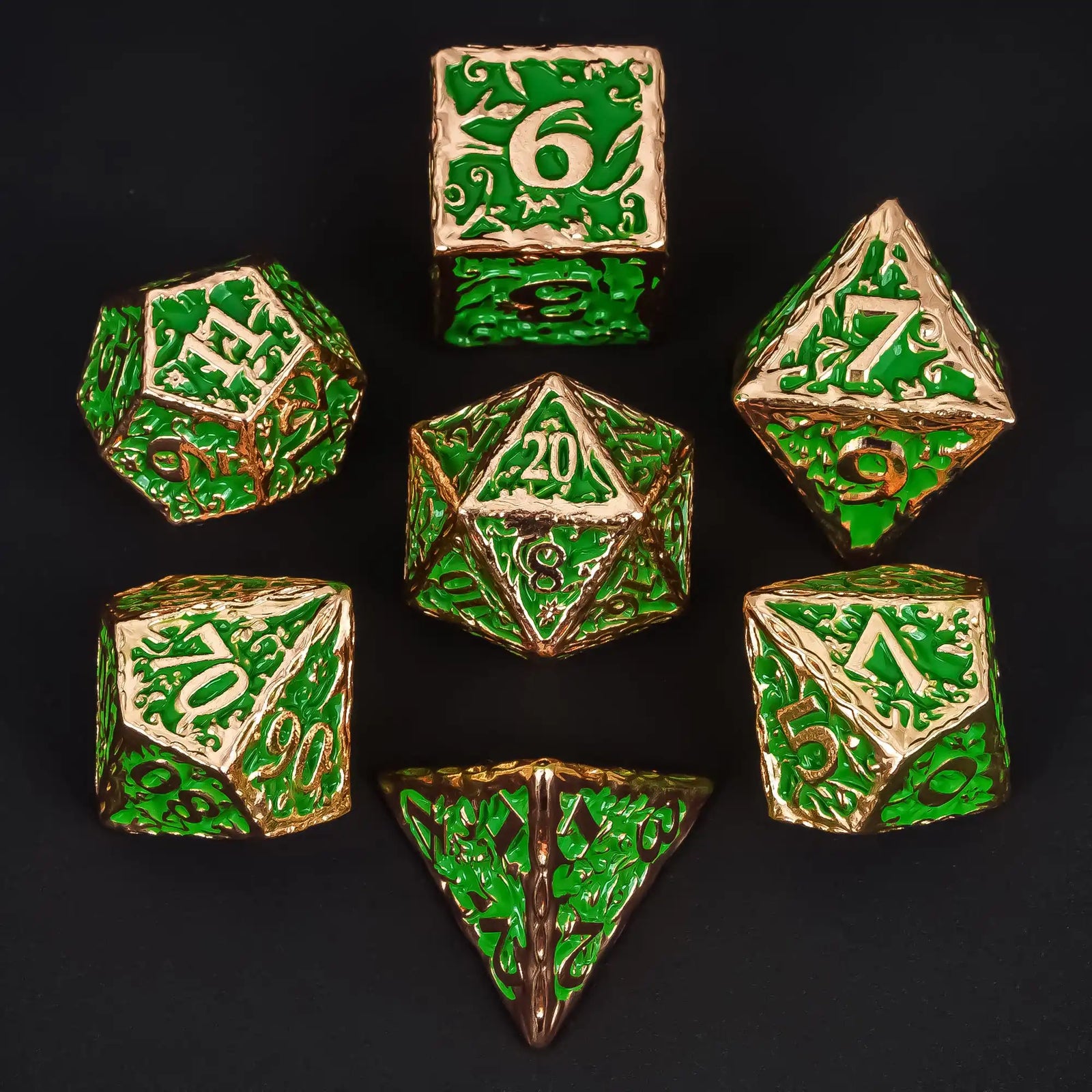 Antique Metal RPG Dice Set - Design 3