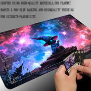 Magnificent Galactic Wizard TCG Playmat Magic Card Mat Stitched Edge Non-Slip Durable Tabletop Playmat Board Game Mat for TCG