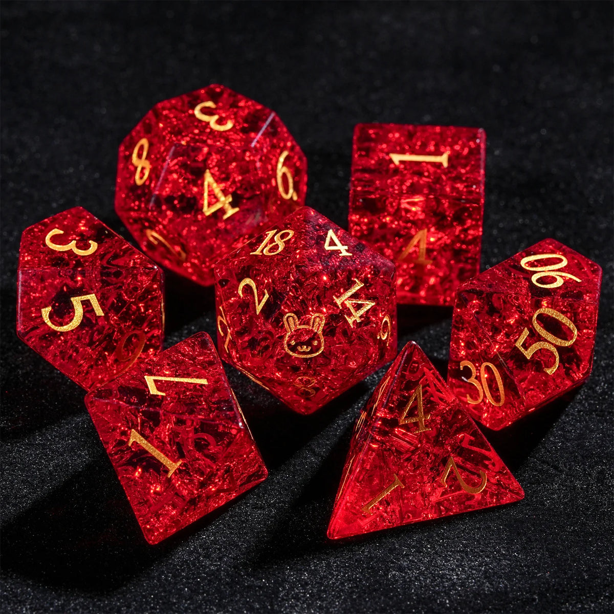 Red Crystal RPG Dice Set - 7 Piece