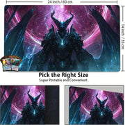 Dark Fantasy Demon Knight MTG Playmat Magic Card Mat with Stitched Edge Non-Slip Durable Tabletop playmat Board Game Mat for TCG