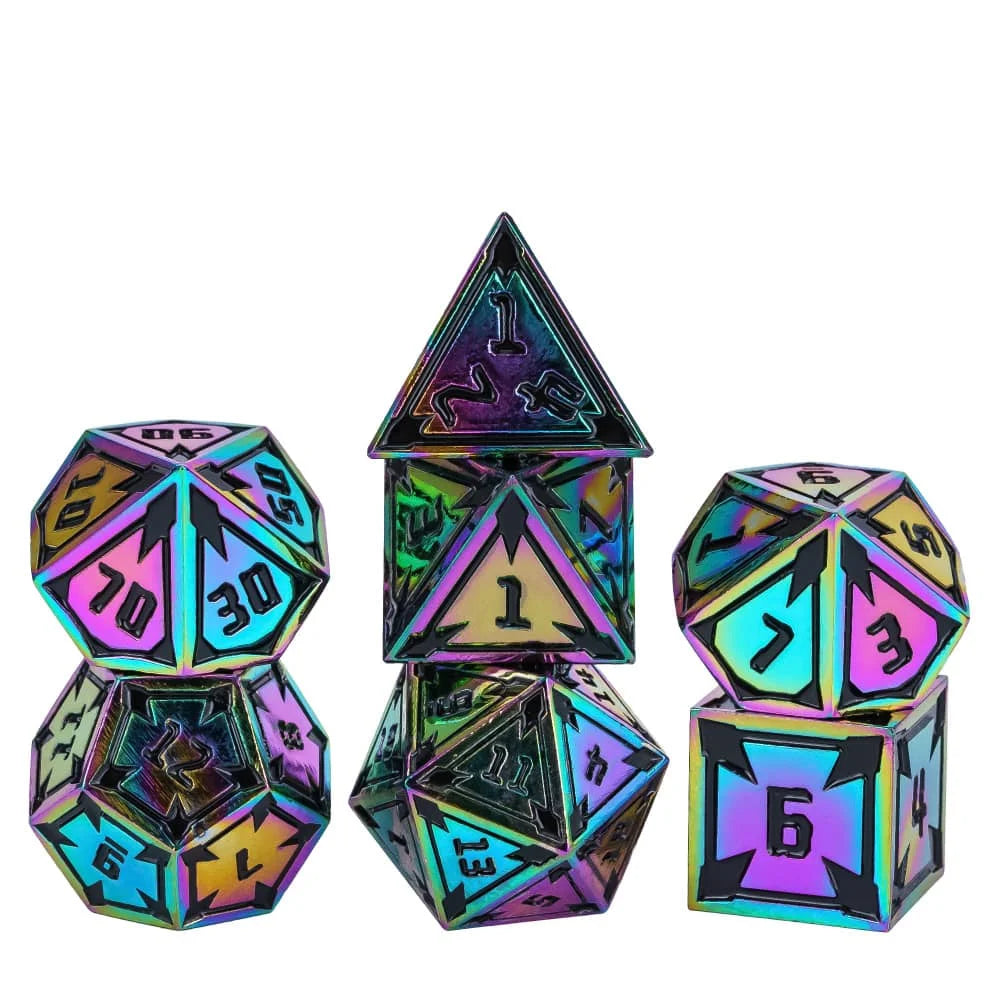 Antique Mini Metal RPG Dice Set - Design 4
