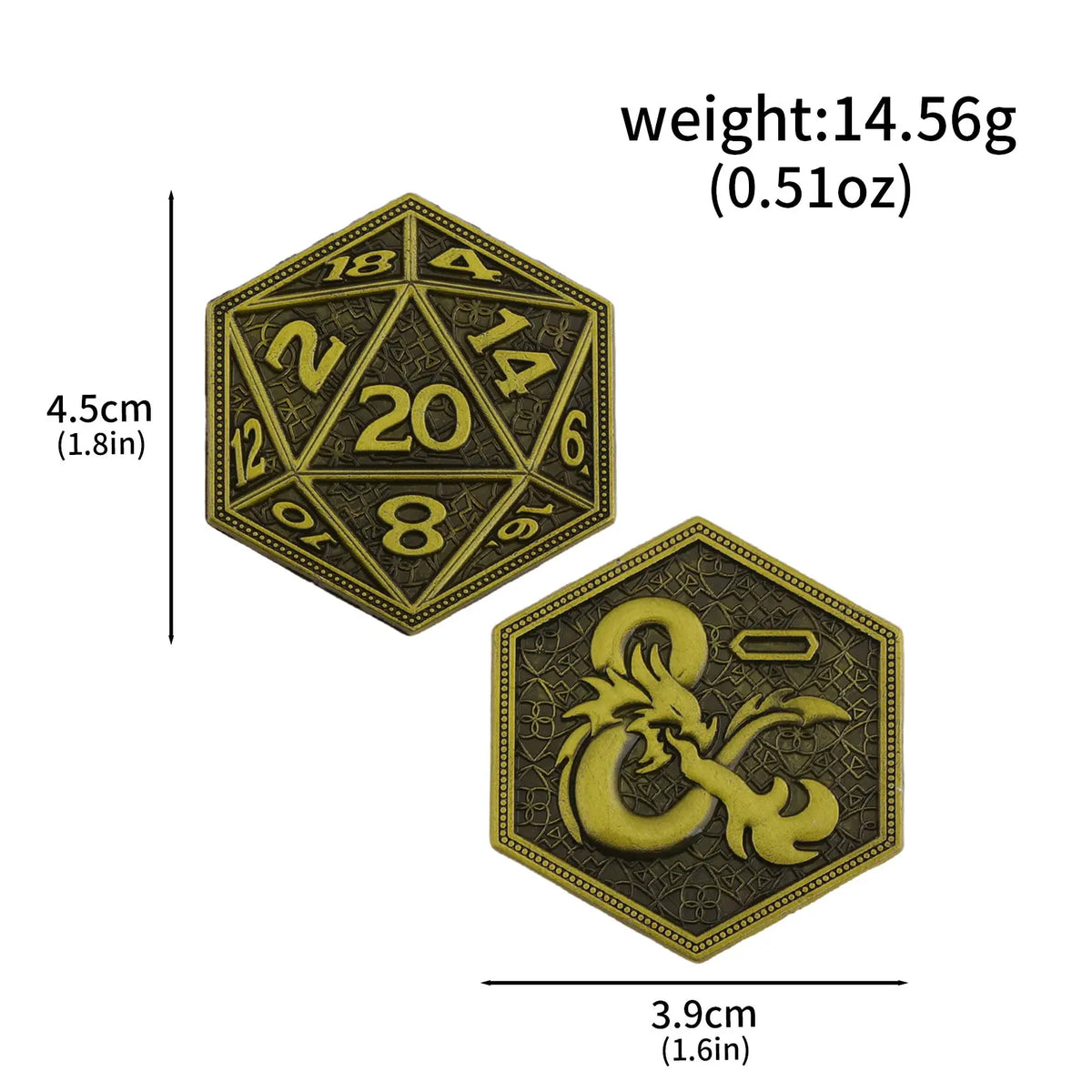 Antique Dragon Metal RPG Dice Set - Design 2