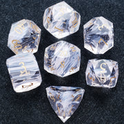 1-7pcs DND Fantasy Blue Glass Gemstone Dice Set Multi-sided Polyhedral Dice Golden Word Dice for D&D Game COC Role Playing RPG