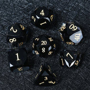 1-7pcs DND Fantasy Blue Glass Gemstone Dice Set Multi-sided Polyhedral Dice Golden Word Dice for D&D Game COC Role Playing RPG