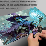 Terror Skeleton Mage TCG Playmat Magic Card Mat with Stitched Edge Non-Slip Durable Tabletop playmat Board Game Mat for TCG