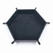 18Colors Foldable Dice Tray PU Leather Flannel Hexagonal Dice Rolling Plate Table Game Office Sundries Key Portable Storage Box
