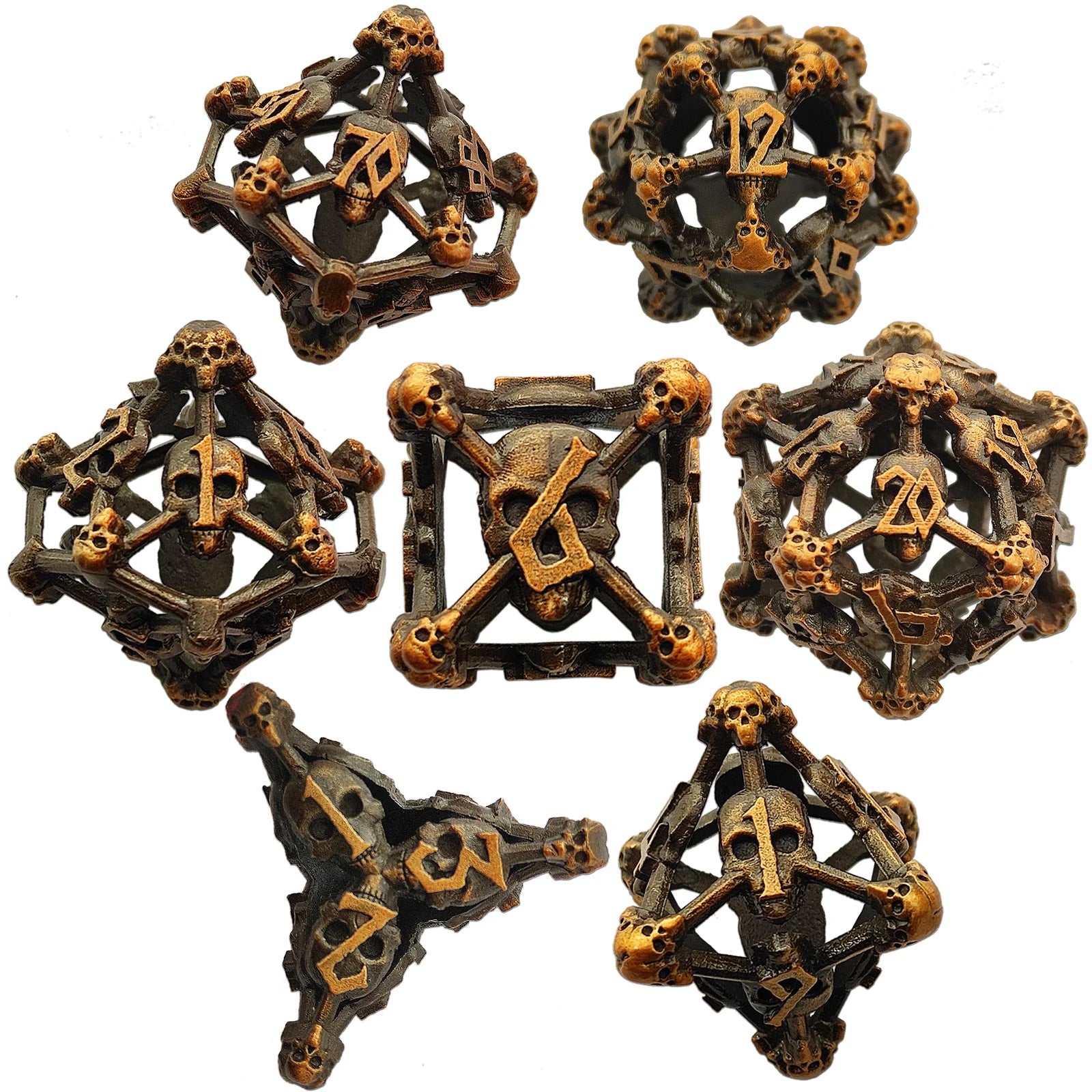 Antique Hollow Metal D6 Dice - Design 2