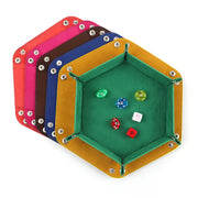 18Colors Foldable Dice Tray PU Leather Flannel Hexagonal Dice Rolling Plate Table Game Office Sundries Key Portable Storage Box