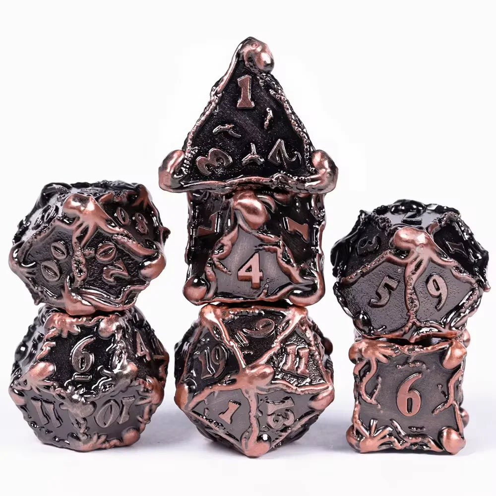 Antique Dragon Metal RPG Dice Set - Design 2