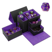 3-in-1 PU Leather Dice Tower & Storage Box with Drawers for Tabletop RPG
