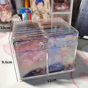 Flip Lid Game Card Organizer With 2 Compartments Acrylic Transparent Holder Postcards Case Empty Storage Box 12x10.5cm