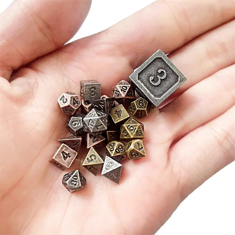 Antique Mini Metal RPG Dice Set - Design 2