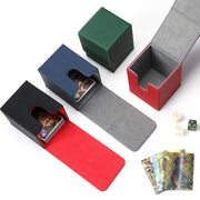 Trading Card Deck Organize, Card Storage Box Hold 100+ Single Sleeved Cards, PU Leather Magnetic Closure for Magic Cards TCG Car