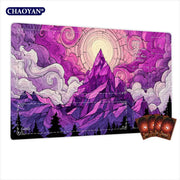 Fantasy Magic Mountain TCG Playmat Magic Card Mat with Stitched Edge Non-Slip Durable Tabletop playmat Board Game Mat for TCG