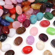 20pcs Flat Oval Acrylic Beads Double Color Imitation Jade Stone Loose Beads For Jewelry Making Bracelet Necklace DIY Accessories