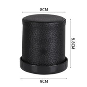 Leather Dice Cup with Lid Green Red Lining Interior Quiet in Shaking for Liars Dice Farkle Yahtzee Board Games with 5 pcs Dice