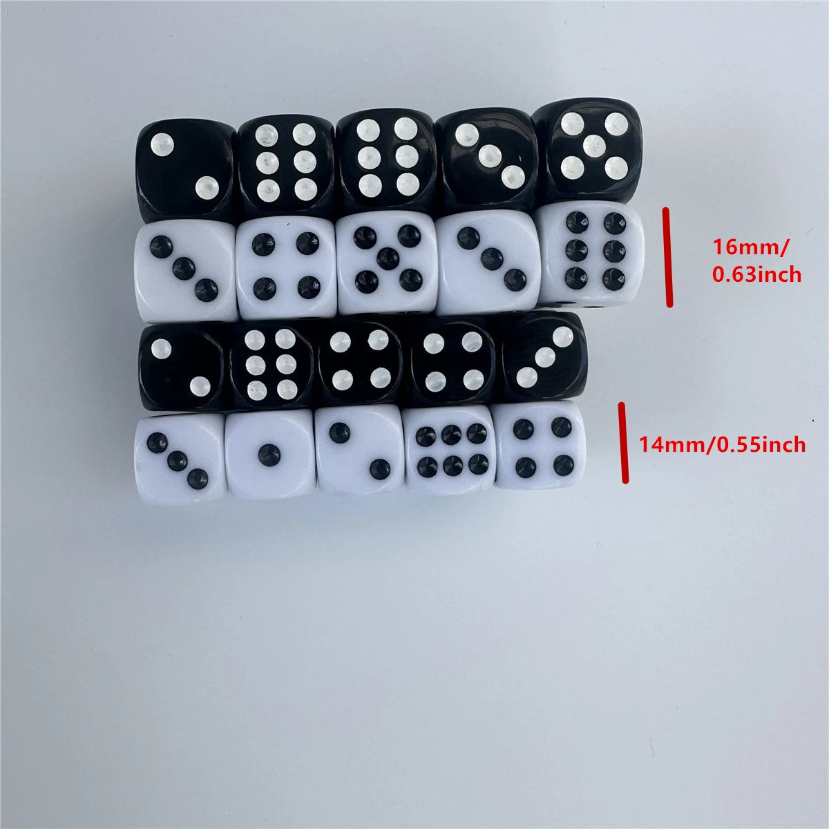 Black Acrylic D6 Dice Set - 10 Piece