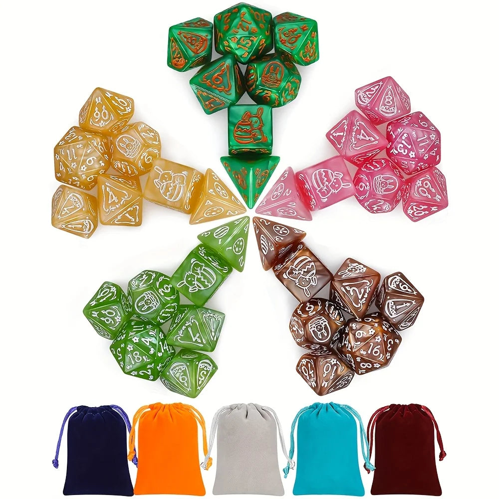 RPG Dice Bundle with Storage Bags - 35 Piece - Design 2