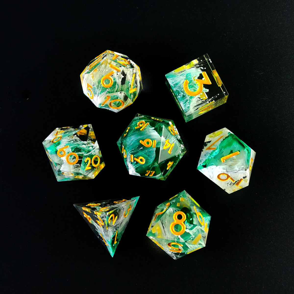 Clear Sharp Edge Resin Polyhedral RPG Dice Set