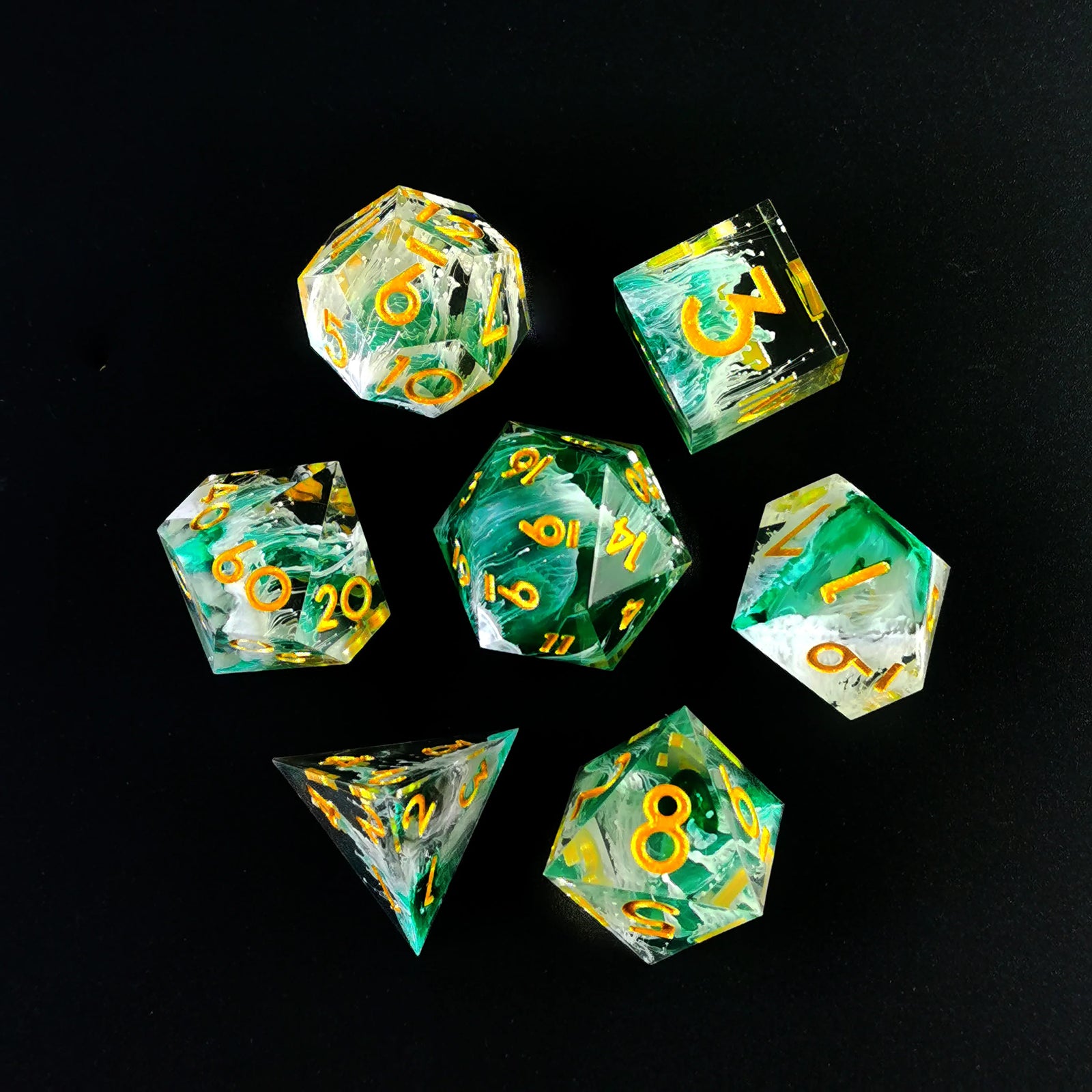 Clear Sharp Edge Resin Polyhedral RPG Dice Set