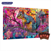 Van Gogh Style Cute Wizard TCG Playmat Magic Card Mat Stitched Edge Non-Slip Durable Tabletop Playmat Board Game Mat for TCG