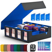 Leather Trading Card Storage Box 5 Rows Magnetic Closure Game Cards Box With Viewing Windows Card and Note Storage Supplies