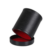 Leather Dice Cup with Lid Green Red Lining Interior Quiet in Shaking for Liars Dice Farkle Yahtzee Board Games with 5 pcs Dice