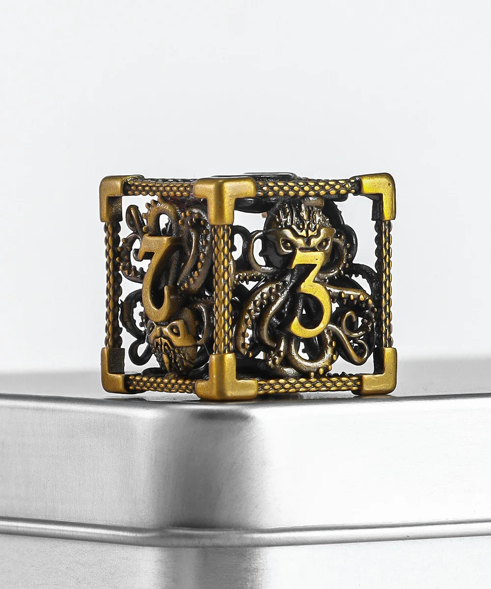 Antique Dragon Metal D6 Dice - Design 6