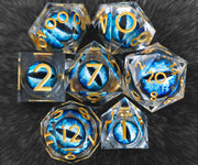 Set Of 7 Sharp Edge Resin Polyhedral DND Dice For D&D RPG Role Playing Games
