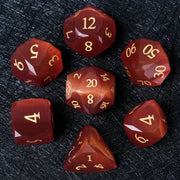1-7pcs DND Fantasy Blue Glass Gemstone Dice Set Multi-sided Polyhedral Dice Golden Word Dice for D&D Game COC Role Playing RPG