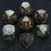 1-7pcs DND Fantasy Blue Glass Gemstone Dice Set Multi-sided Polyhedral Dice Golden Word Dice for D&D Game COC Role Playing RPG