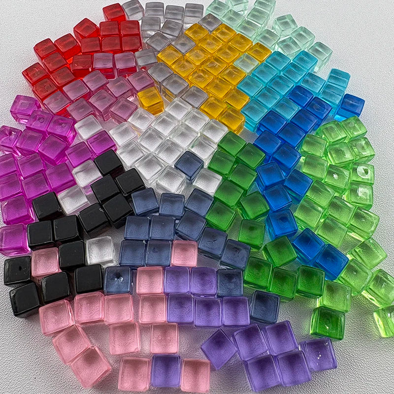 Transparent Plastic Game Cubes - 50pcs – 16 Colours to Choose From