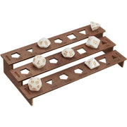 Wooden Dice Holder 3 tier Dice Display Rack Coconut Brown Storage Shelf Holds 21 Pcs of Polyhedral for making kit