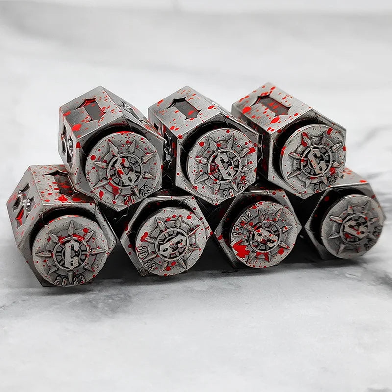 Red Metal D6 Dice - 5 Piece