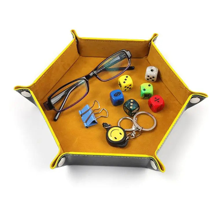 Fold-Flat PU Hex Dice Tray - Design 2