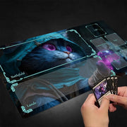 Mysterious Cat Fortune Teller MTG Playmat Magic Card Battle Mat Non-Slip Durable Commander Playmat Board Game Mat for TCG