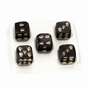 5Pcs Gothic Skull Dice Black Gold Resin D6 Six-Sided Dice with Embossed Skulls Novelty Game Accessory for RPG Board Games