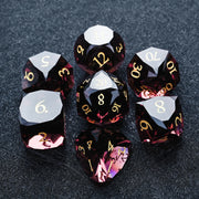 1-7pcs DND Fantasy Blue Glass Gemstone Dice Set Multi-sided Polyhedral Dice Golden Word Dice for D&D Game COC Role Playing RPG