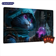 Mysterious Cat Fortune Teller MTG Playmat Magic Card Battle Mat Non-Slip Durable Commander Playmat Board Game Mat for TCG