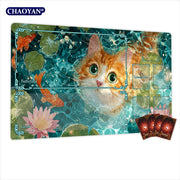 Van Gogh Style Cute Wizard TCG Playmat Magic Card Mat Stitched Edge Non-Slip Durable Tabletop Playmat Board Game Mat for TCG