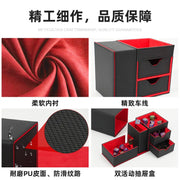 3-in-1 PU Leather Dice Tower & Storage Box with Drawers for Tabletop RPG