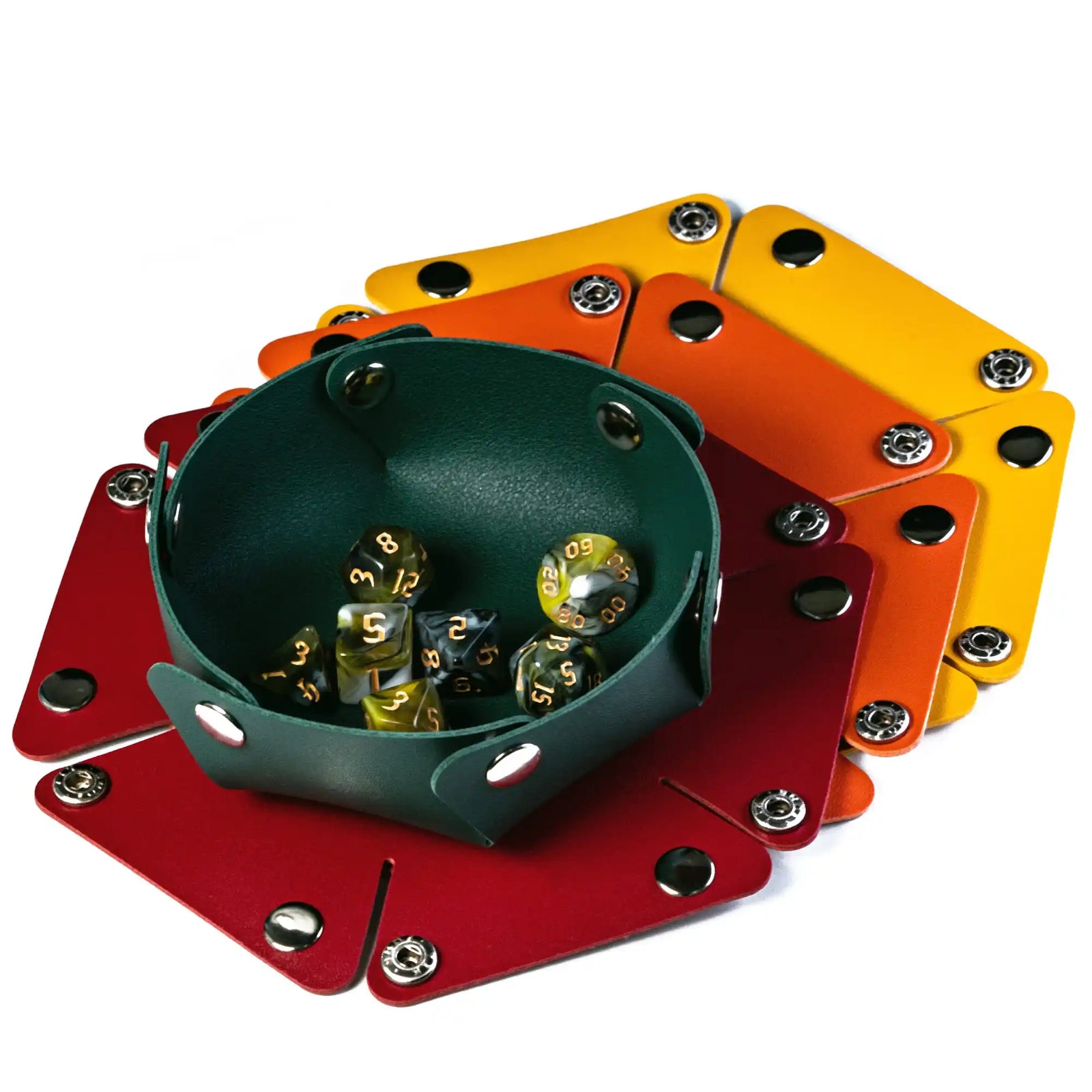Fold-Flat PU Round Dice Tray & Storage