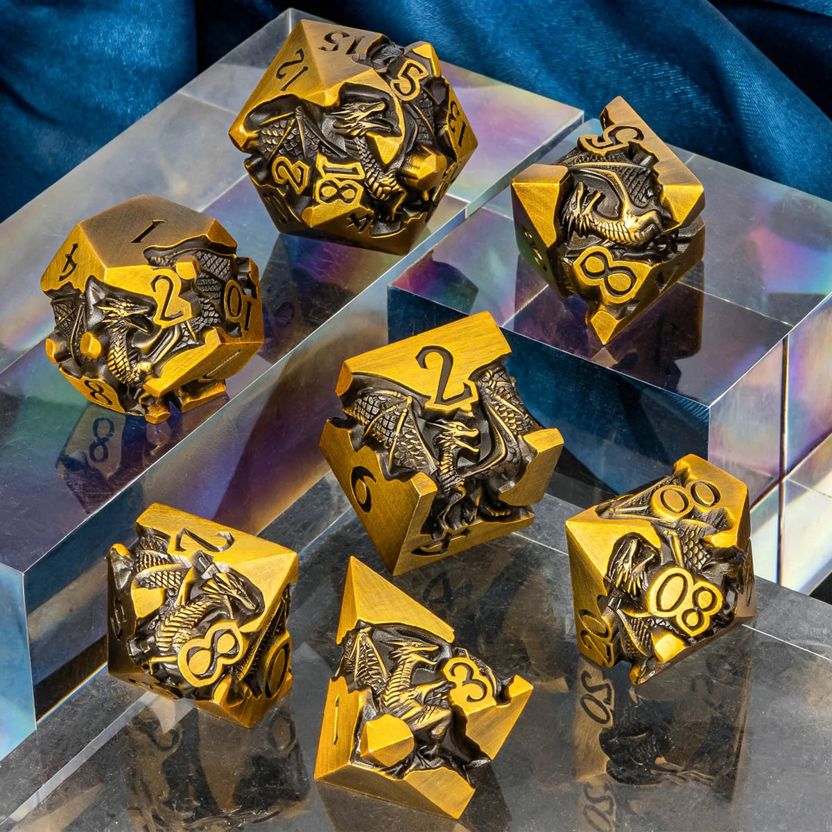 Gold Dragon Metal D6 Dice - Design 3